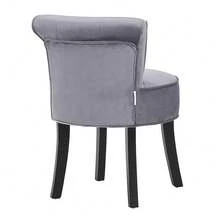 LIVINGANDHOME Living And Home Velvet Vanity Stool With Thick Cushion - Grey - View 6
