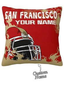 1 chiếc vỏ gối mềm in hình mũ bảo hiểm bóng đá San Francisco theo yêu cầu cá nhân, có thể tự thiết kế chữ kỷ niệm, hình chữ nhật dệt dành cho người hâm mộ thể thao, vỏ gối in ảnh cá nhân tùy chỉnh, quà tặng cho gia đình, bạn bè, không kèm ruột gối. - Nhiều màu - Xem 1