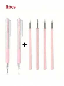 5 pièces/set Couteau à art au style poussoir pour album d'autocollants, outil de coupe, couteau utilitaire, couteau à lettrage, fournitures d'arts et d'artisanat DIY pour étudiants, retour à l'école