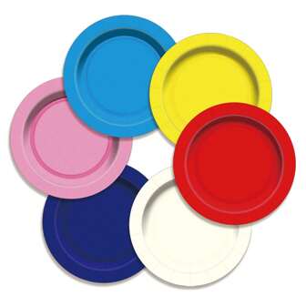 20pcs/50pcs Red, Yellow, Pink, Sky Blue, White, Navy Blue 9 Inch/7 Inch Disposable Paper Plates, For Birthday Party, Wedding Celebration, Family Gathering