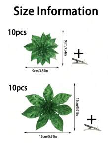 10/20 chiếc đồ trang trí cây thông Noel bằng hoa có kẹp, hoa Giáng sinh nhân tạo dùng để trang trí tiệc Giáng sinh và năm mới, vòng hoa - màu xanh lá - Xem 5