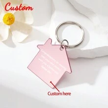 1pc Customized Geometric Simple Casual Iron Stainless Steel 4-Color Key Chain, Housewarming Gift For Friends And Family Moving To New Home - Multicolor - View 7