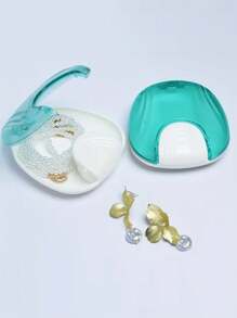 1 Pc Shell-Inspired Retainer Case, Press-Type Switch, Orthodontic Dental Case, Durable Mouth Guard, Night Guard, Teeth Aligner Holder, Portable Storage Container For Braces,Retainer Case, Portable Large Retainer Cases For Retainer And Denture Storage Tight Light And Easy - Coral Pink - View 6