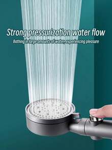 1 件加压手持淋浴喷头，5 种模式可调节水量淋浴喷头，一键止水淋浴喷头，浴室淋浴喷头，淋浴喷头，浴室五金，浴室配件 - 灰色 - 查看 5