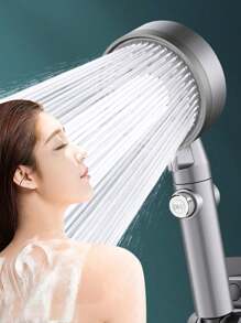 1 件加压手持淋浴喷头，5 种模式可调节水量淋浴喷头，一键止水淋浴喷头，浴室淋浴喷头，淋浴喷头，浴室五金，浴室配件 - 灰色 - 查看 6