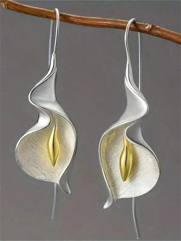 1pair Bohemian Style Floral Statement Hook Earrings For Women, Wedding Party Jewelry Gift