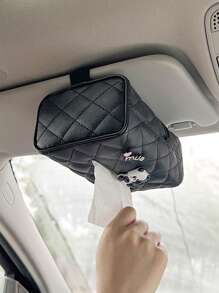 1个汽车真皮抽屉盒，汽车遮阳板扶手盒，纸巾盒 - 均碼 - 查看 4