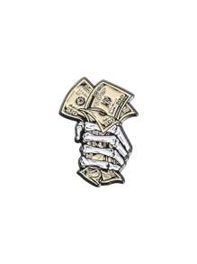 1 pieza Broche asimétrico con diseño de cabeza de esqueleto/billete de dólar único, accesorio de moda para ropa o sombrero