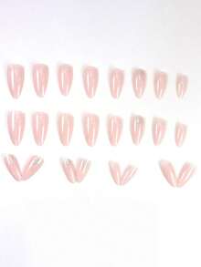 4 Pieces 96-Piece Medium-Long Wearable Nail Set In A Sweet Girl Style, Suitable For Girls, Ladies' Festivals, And Daily Wear. Includes 4 Nail Files, 4 Jelly Gels, And 4 Nail Removal Sticks - Multicolor - View 4