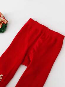 1pc Girls/Infants Red Santa Claus Leggings, Fashionable Tights Suitable For Christmas Holiday