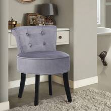 LIVINGANDHOME Living And Home Velvet Vanity Stool With Thick Cushion - Grey - View 2