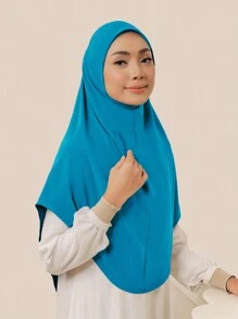 1 Stück Damen Einfarbiges Jersey Praktischer Muslimischer Pullover Hijab, Herbst/Winter zum Anziehen - Verschiedenfarbig - Übersicht 15