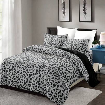 3PCS Soft And Breathable Leopard Print Duvet Cover Set (1*Duvet Cover + 2*Pillowcase, Without Core),Soft, Comfortable, And Cozy Bedding Bedding For Bedroom And Guest Room,Ideal For Home And Dorm Decor, Hypoallergenic, And Easy Care