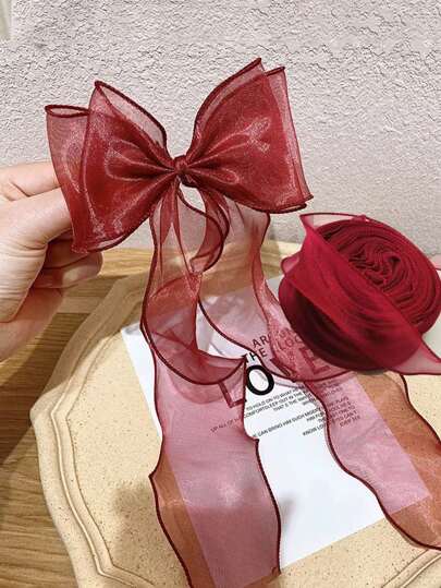 Nastro di raso largo 23,5 m, colore rosso vino, nastro regalo per