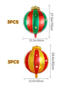 6 quả bóng bay lá nhôm treo Giáng sinh lớn màu đỏ và xanh lá cây, dùng để trang trí tiệc Giáng sinh, đồ trang trí cây thông Noel, đồ dùng tiệc năm mới theo chủ đề mùa đông, đồ trang trí treo trong nhà ngoài trời, Giáng sinh - Xem 2