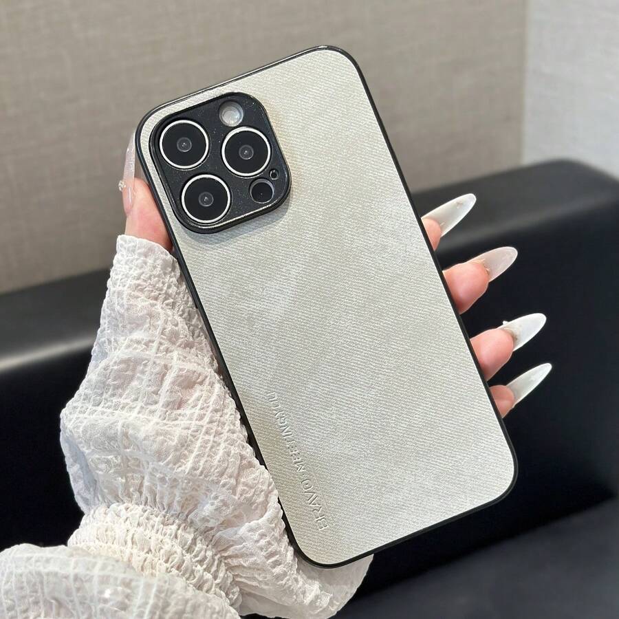 1pc High-Quality Leather Texture Protective Phone Case Compatible With IPhone 11 12 13 14 15 16 Pro Max / P20 P20pro / Galaxy A16 A06,International Version, Not The Domestic Version - White - View 1