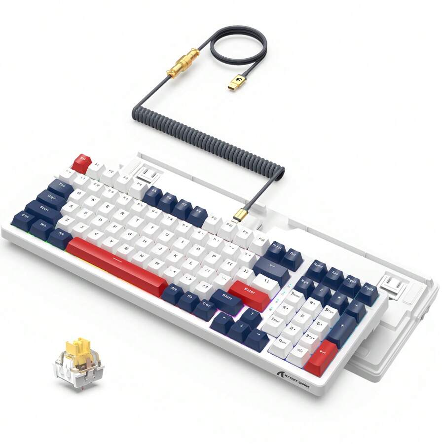 ATTACK SHARK K98 Wired HotSwap Gaming Keyboard With Metal Coiled USB C