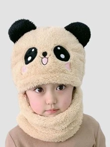 1pc Kids Plush Cute Ear Cartoon Beanie Hat, Ear Warmer & Scarf Combo Set, Suitable For Boys & Girls In Autumn/Winter - 1PC - View 8