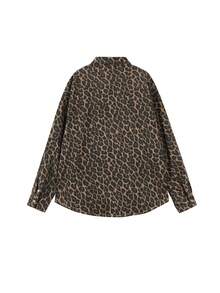 Oversized Retro American Style Casual Jacket, Long Sleeve Top With Unique Design - Brown - View 2