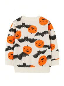 Young Boy Halloween Print Sweatshirt - White - View 2