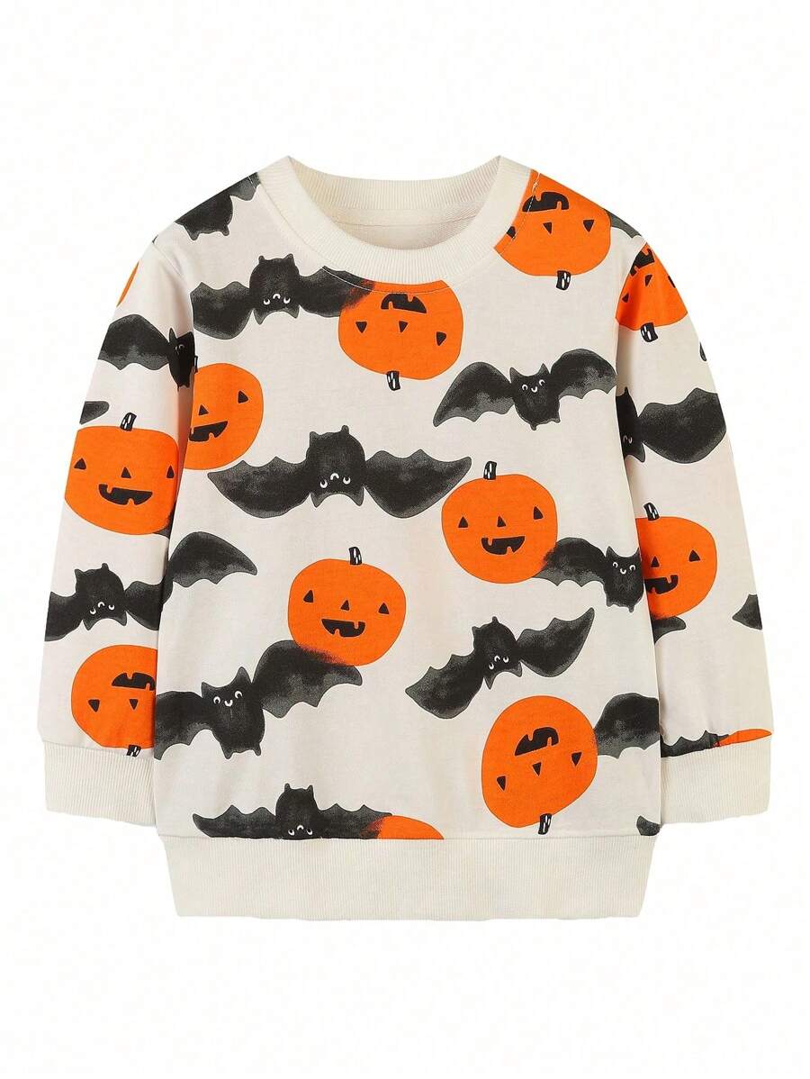Young Boy Halloween Print Sweatshirt - White - View 1