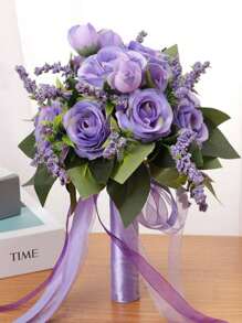 1 pezzo nuziale damigella d'onore mano mazzo fatto con puro colore seta rose , ideale per , matrimonio , e fotografia