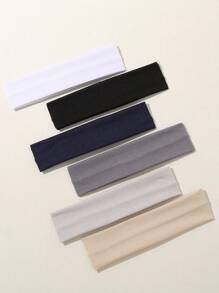 6pcs Versatile Simple Multi-Color Wide Headbands For Boys & Girls