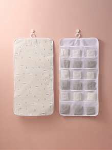 1pc 18-Compartment Closet Hanging Organizer For Clothes, Socks, Small Items, Wall-Mounted Door Back Sorting Storage Bag Love Valentine - Beige - View 12