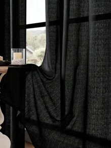 1pc Sheer Curtain, Solid Color Luxury Modern Minimalist Polyester Translucent Not See-Through Fabric, Softened Lighting, Suitable For Bedroom Living Room Balcony, Anti-UV Curtain With Rod