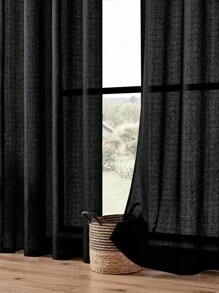 1pc Sheer Curtain, Solid Color Luxury Modern Minimalist Polyester Translucent Not See-Through Fabric, Softened Lighting, Suitable For Bedroom Living Room Balcony, Anti-UV Curtain With Rod
