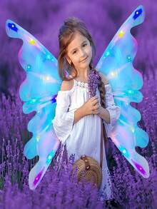 Glowing Led Butterfly Fairy Wing Party With Music Gift - 淺粉色 - 查看 3