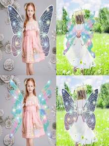 Glowing Led Butterfly Fairy Wing Party With Music Gift - 淺粉色 - 查看 8