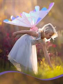 Glowing Led Butterfly Fairy Wing Party With Music Gift - 淺粉色 - 查看 2