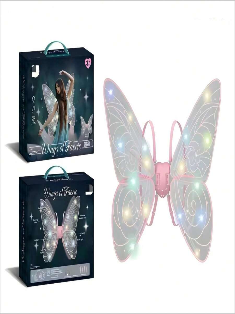 Glowing Led Butterfly Fairy Wing Party With Music Gift - 淺粉色 - 查看 1