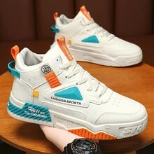 Tenis deportivos minimalistas de color de contraste casual y de moda para hombres - Beis - Ver 7