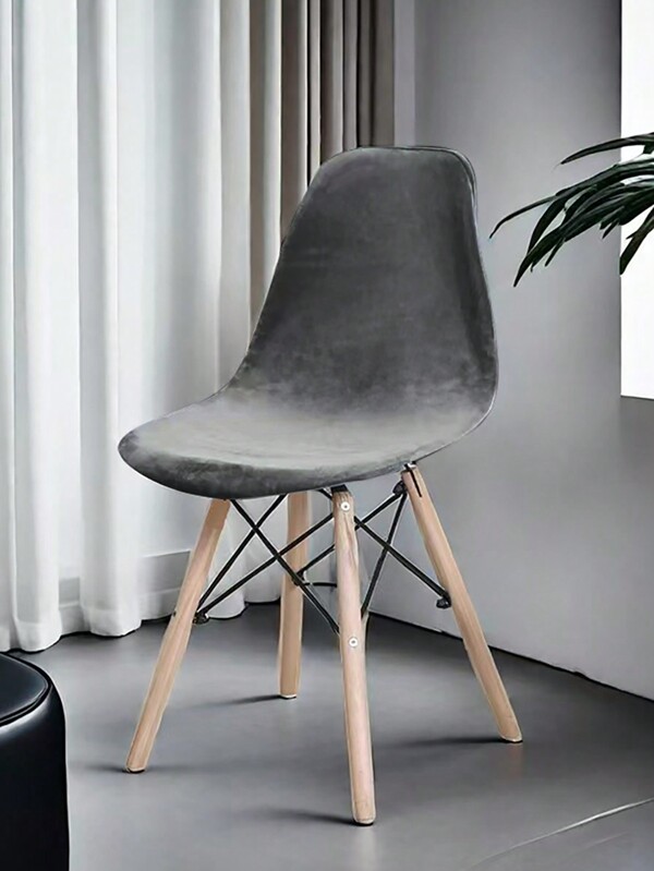 1PC, 2pcs,Solid Color Silver Fox Velvet, Velvet, Chair Cover, Elastic Shell Chair Cover, Nordic Makeup Stool, Wear Resistant To Dirt And Cat PAWS, Household Items, Solid Color, Backrest Chair, Cushion Cover, Suitable For Hotel Home Restaurant