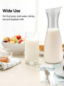 1 PIEZA Jarra de bebida de jugo de acrílico transparente, jarra de agua para jugos fríos, recipiente de plástico para jugo con cuello estrecho, jarra de bebida para bar de mimosas, picnics, fiestas, restaurantes, bares, vacaciones en la playa, artículos esenciales - Blanco - Ver 7