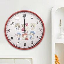 reloj de pared decorativo  para niños,reloj de pared infantil,relojes colgantes silenciosos, reloj de pared de dibujos animados sin tic-tac 28cm - color de numero negro - Ver 1