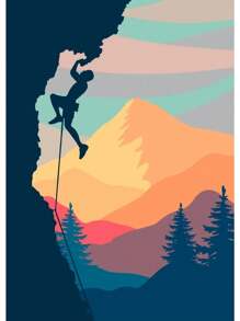 1 件抽象攀岩探险海报和印刷品帆布画山太阳墙壁艺术画适用于客厅家居装饰无框架 - 彩色 - 查看 40