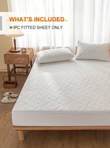 1 件防水防尘床垫保护套 - 纯色、防滑、可机洗，适合家庭、酒店和宿舍使用 - 白色 - 查看 3