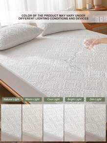 1 件防水防尘床垫保护套 - 纯色、防滑、可机洗，适合家庭、酒店和宿舍使用 - 白色 - 查看 8