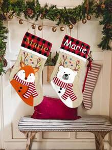 1pc Personalized Christmas Stockings With Names, Custom Name Christmas Stocking, Christmas Gifts Fireplace Christmas Decorations, Candy Christmas Stockings, Christmas Stockings Personalized, Custom Name 20 Inches Family Xmas Stockings - Multicolor - View 4