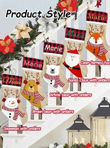 1pc Personalized Christmas Stockings With Names, Custom Name Christmas Stocking, Christmas Gifts Fireplace Christmas Decorations, Candy Christmas Stockings, Christmas Stockings Personalized, Custom Name 20 Inches Family Xmas Stockings - Multicolor - View 3