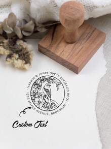 Customized Wooden Stamp, Fixed Pattern, Support Customized All Text, Suitable For Wedding Address, Anniversary And Gifts Back To School - Wood - View 2