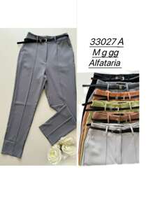 Women's Pants With Tailored Belt - Màu xám đen - Xem 3