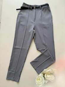 Women's Pants With Tailored Belt - Màu xám đen - Xem 1