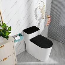 1pc Solid Color Rabbit Fur Toilet Seat Lid Cover Set, Stretchy Two-Piece Toilet Tank Cover, Dust-Proof Decoration Toilet Accessories, Suitable For All Seasons Bathroom Decor Fall Decor