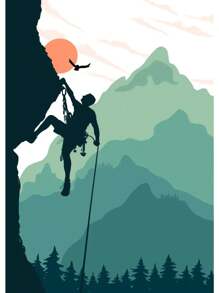 1 件抽象攀岩探险海报和印刷品帆布画山太阳墙壁艺术画适用于客厅家居装饰无框架 - 彩色 - 查看 66