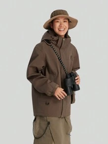 TECTOP 女士秋冬户外徒步三合一防水防风保暖可拆卸内夹克 - 棕色 - 查看 4