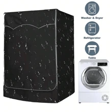 1pc Washer Cover, 210D Heavy Duty Oxford Waterproof Washer And Dryer Cover, Front Loading, 23.6x25.5x33.46 Inches, Silver For School,Office,Household,Travel,Bag,Organizer,Storage